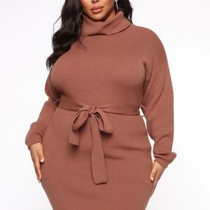 Fashion Nova mocha Midi Sweater Dress